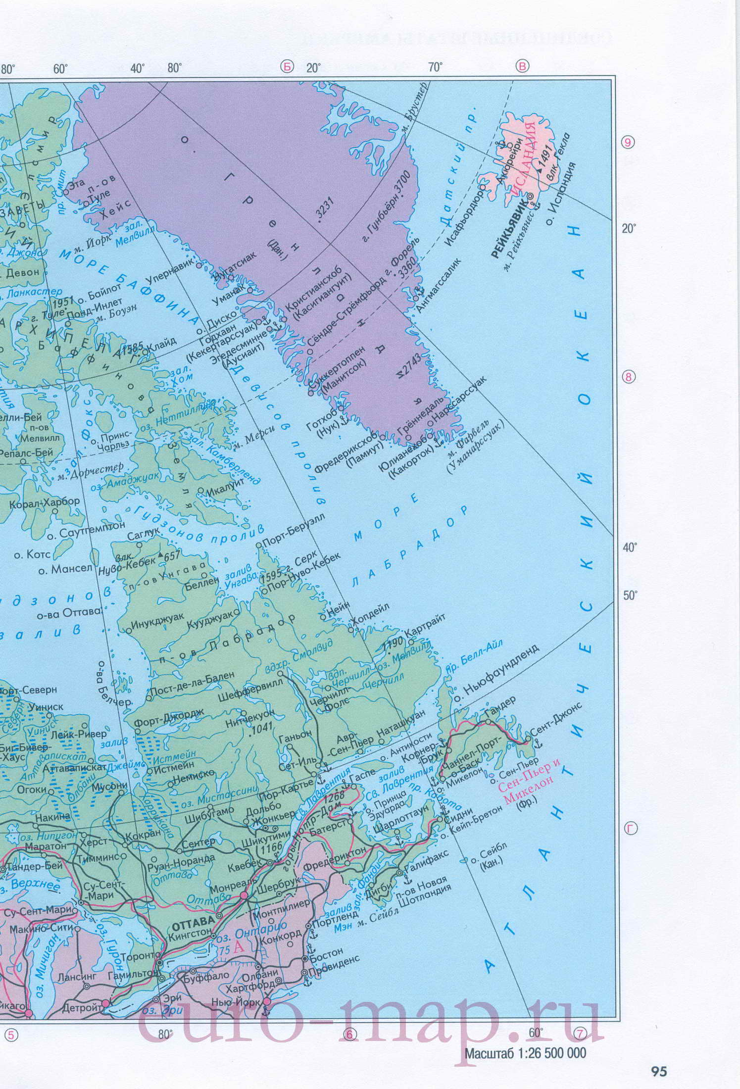 Карта Канады. Подробная карта Канады на русском, B0 - 